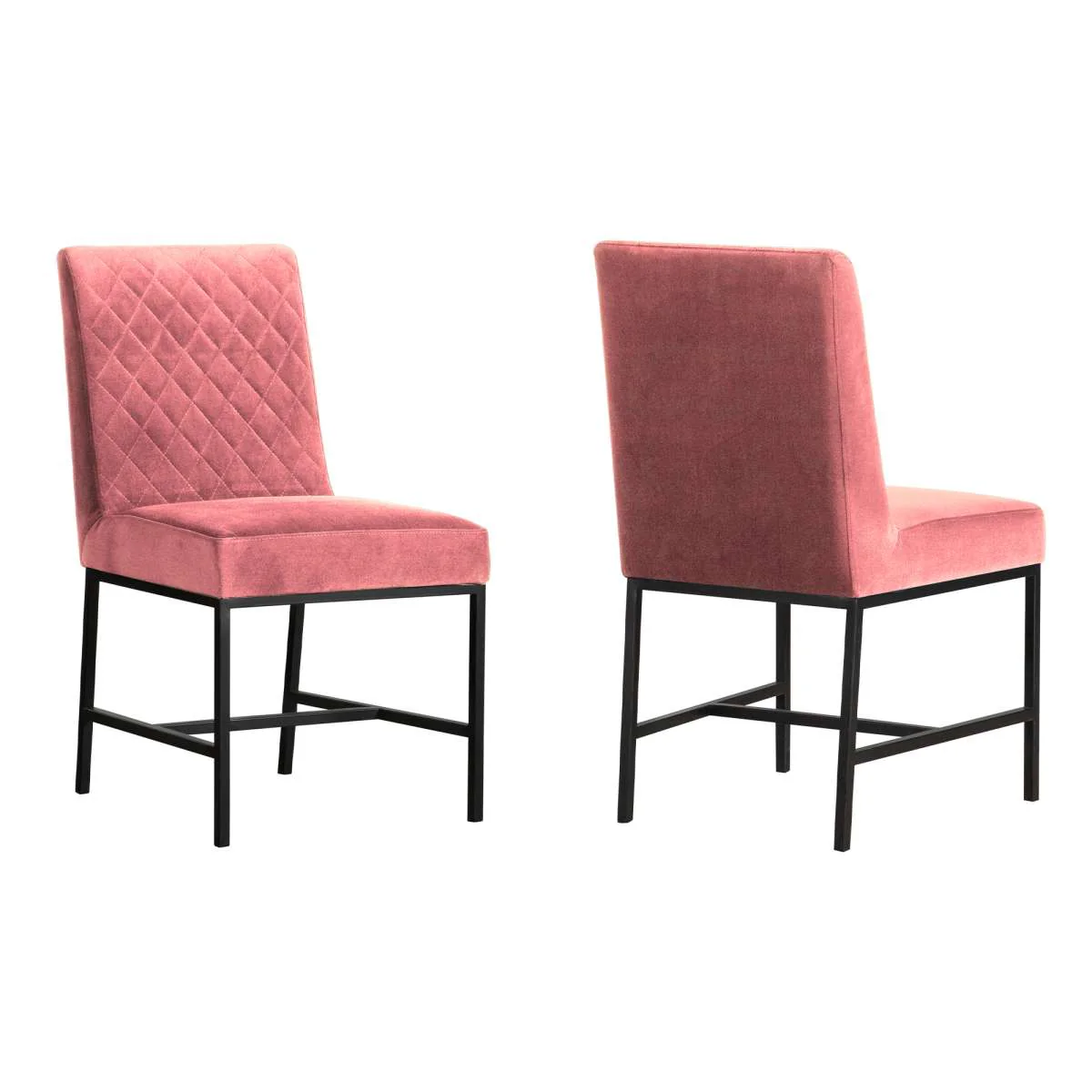 Napoli Blue Velvet and Black Leg Modern Accent Dining Chair- Set of 2 By Armen Living - Image 11