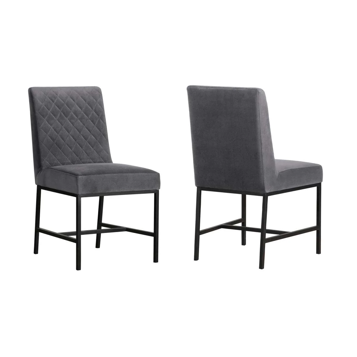Napoli Blue Velvet and Black Leg Modern Accent Dining Chair- Set of 2 By Armen Living - Image 6