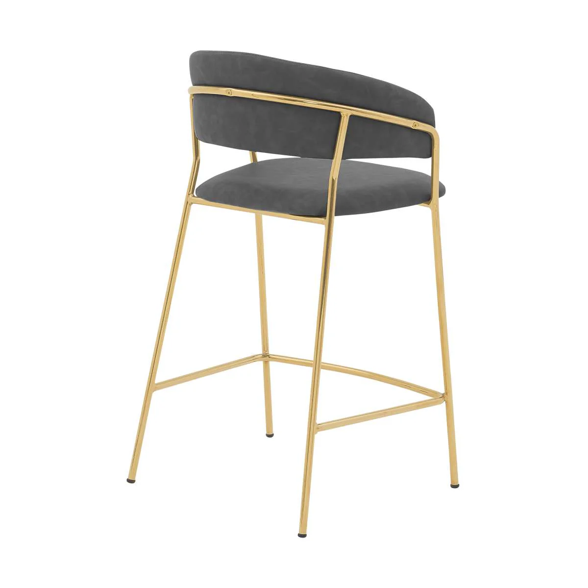 Nara 26" Gray Faux Leather and Metal Counter Height Bar Stool By Armen Living - Image 15