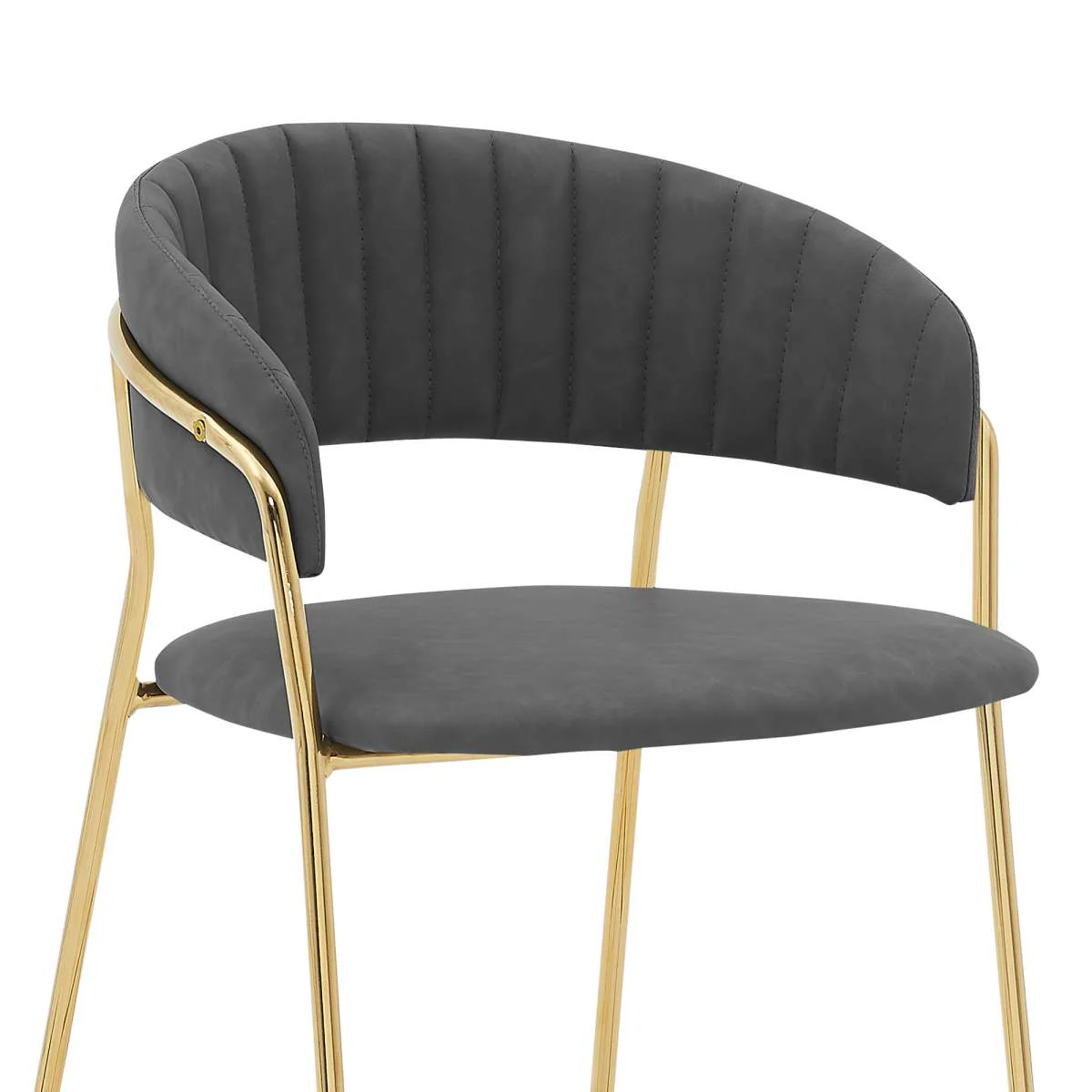 Nara 26" Gray Faux Leather and Metal Counter Height Bar Stool By Armen Living - Image 16