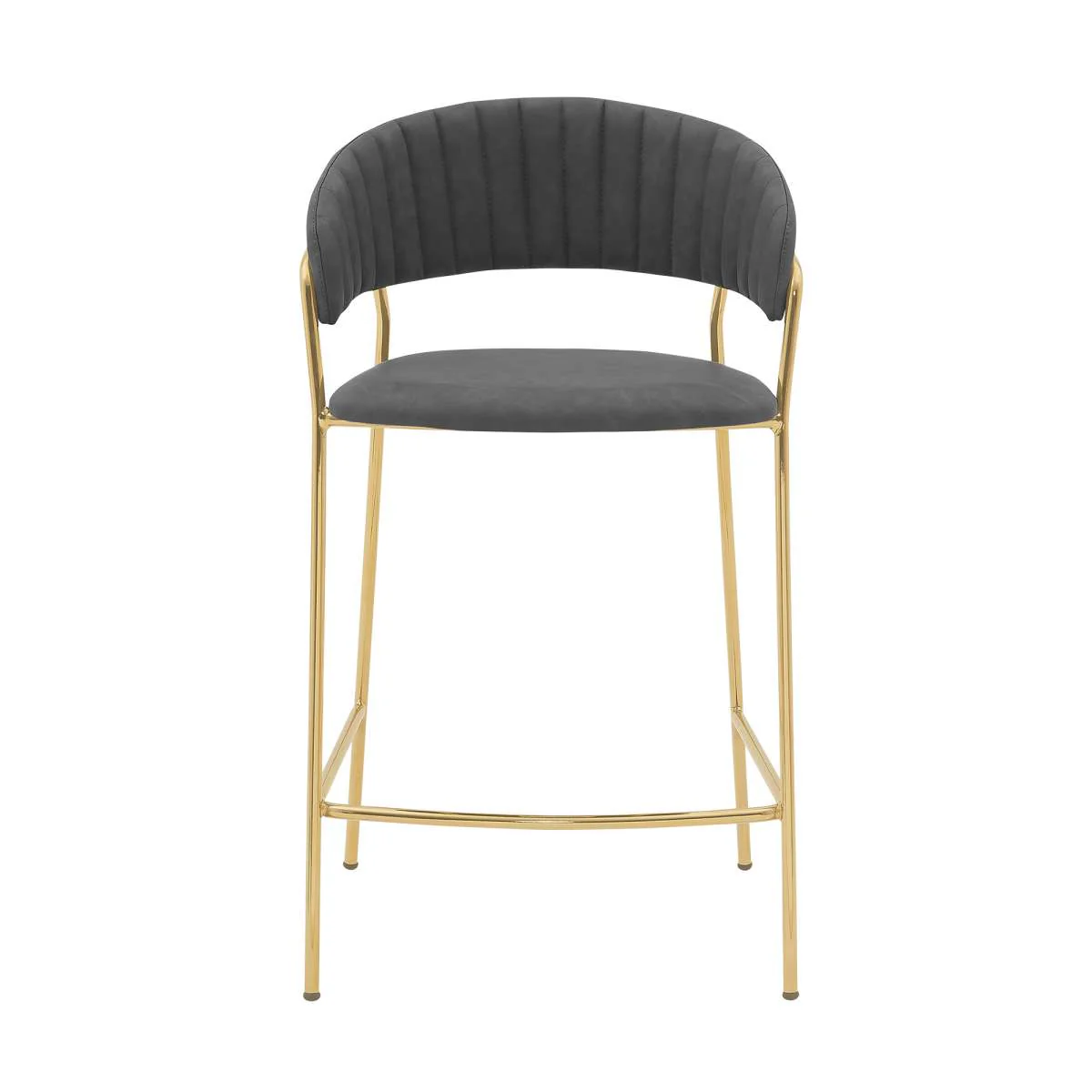 Nara 26" Gray Faux Leather and Metal Counter Height Bar Stool By Armen Living - Image 21