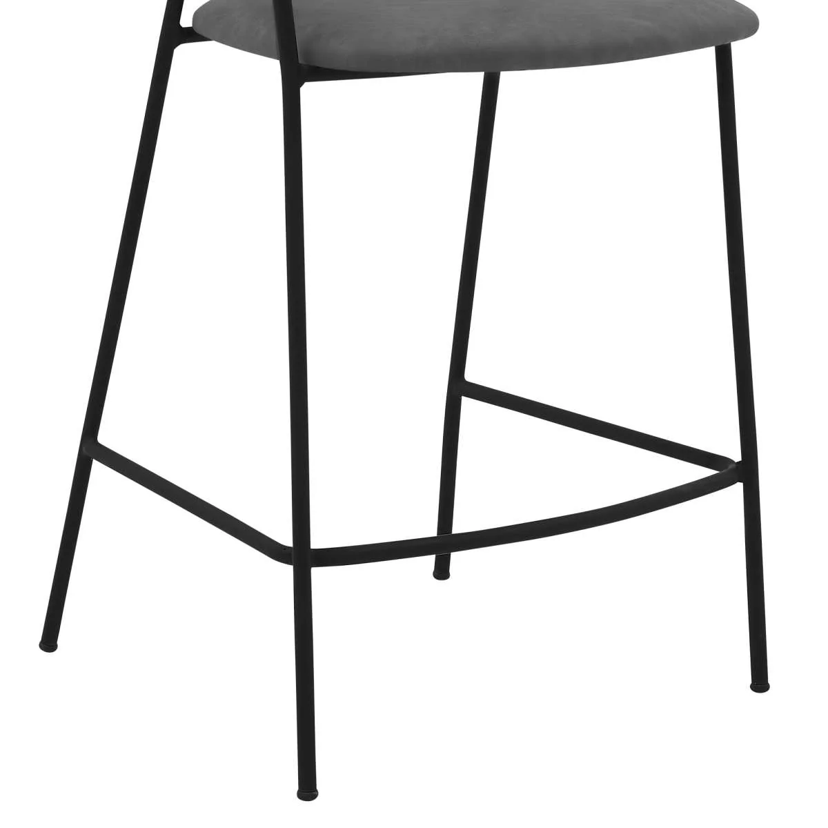 Nara 26" Gray Faux Leather and Metal Counter Height Bar Stool By Armen Living - Image 3