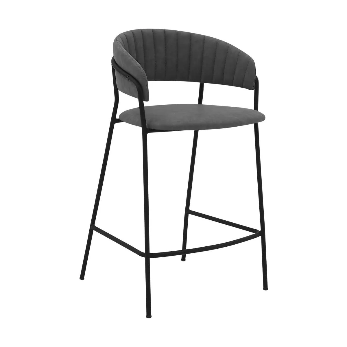 Nara 26" Gray Faux Leather and Metal Counter Height Bar Stool By Armen Living - Image 4