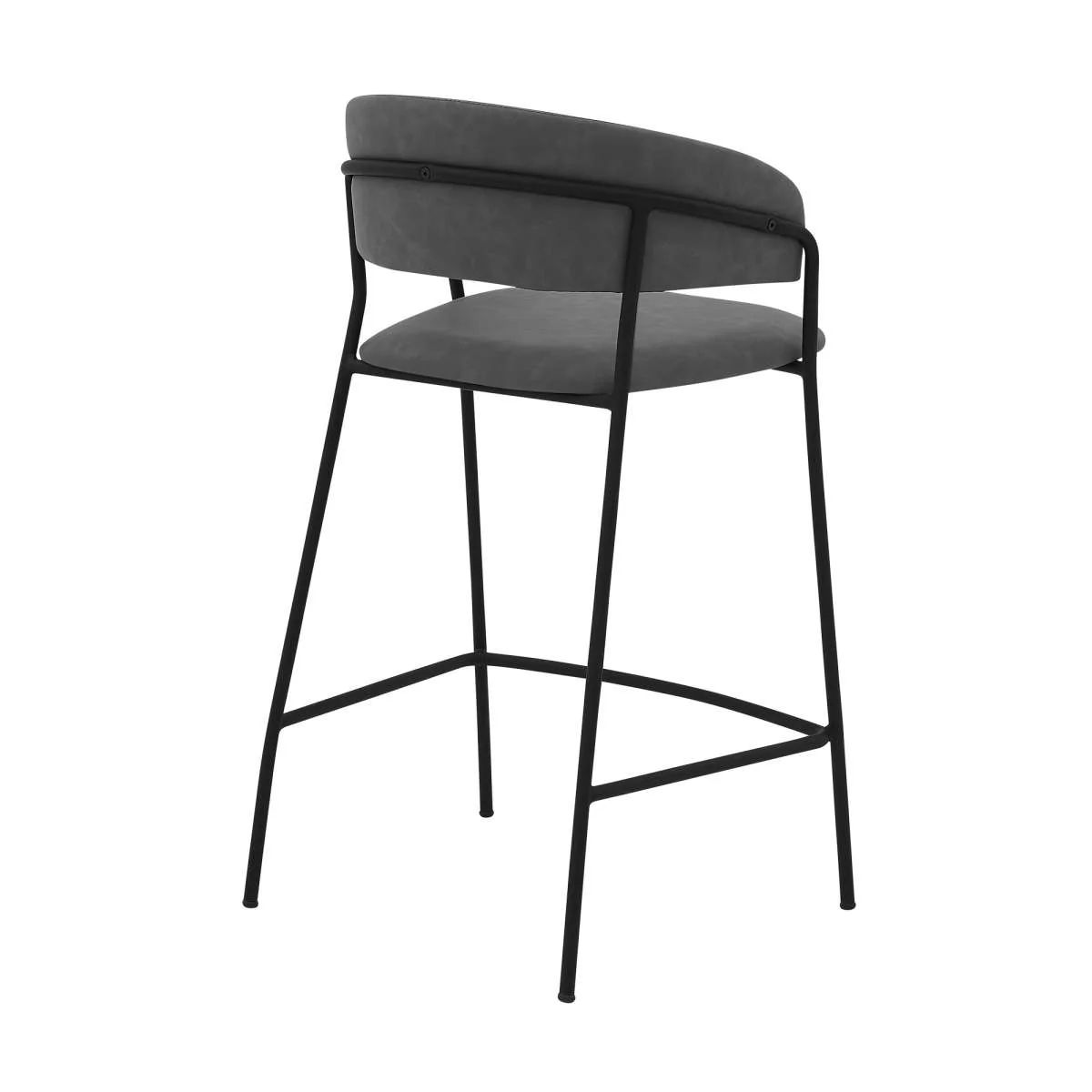 Nara 26" Gray Faux Leather and Metal Counter Height Bar Stool By Armen Living - Image 6