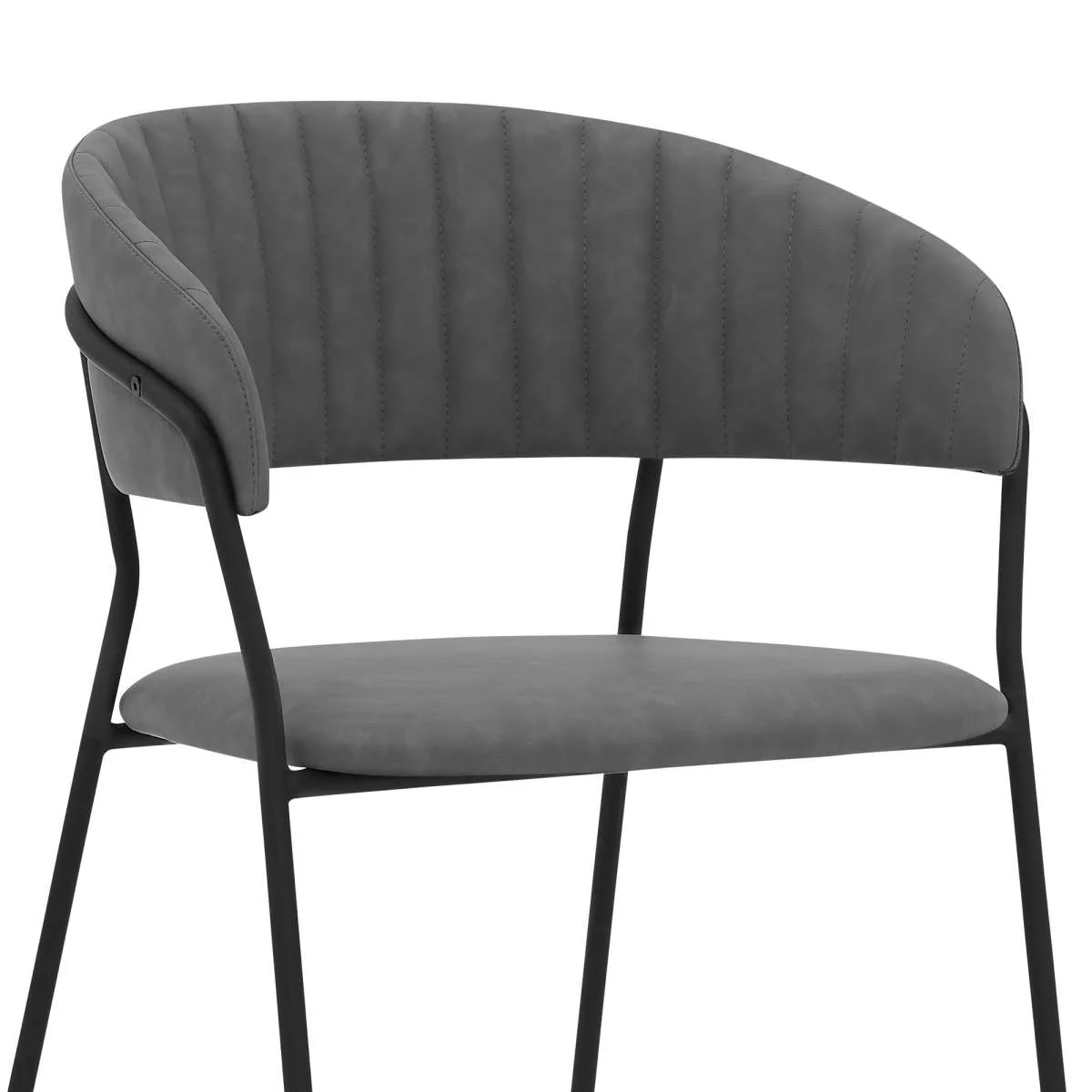 Nara Modern Gray Faux Leather and Metal Dining Room Chairs - Set of 2 By Armen Living - Image 4