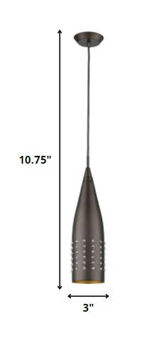 Narrow Bronze Hanging Light with Glass Studs By Homeroots - Image 2