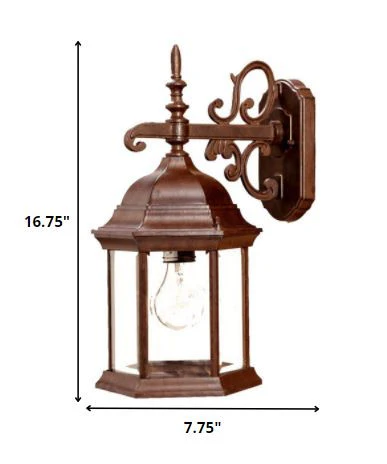 Narrow Brown Domed Hanging Glass Lantern Wall Light By Homeroots - Image 2