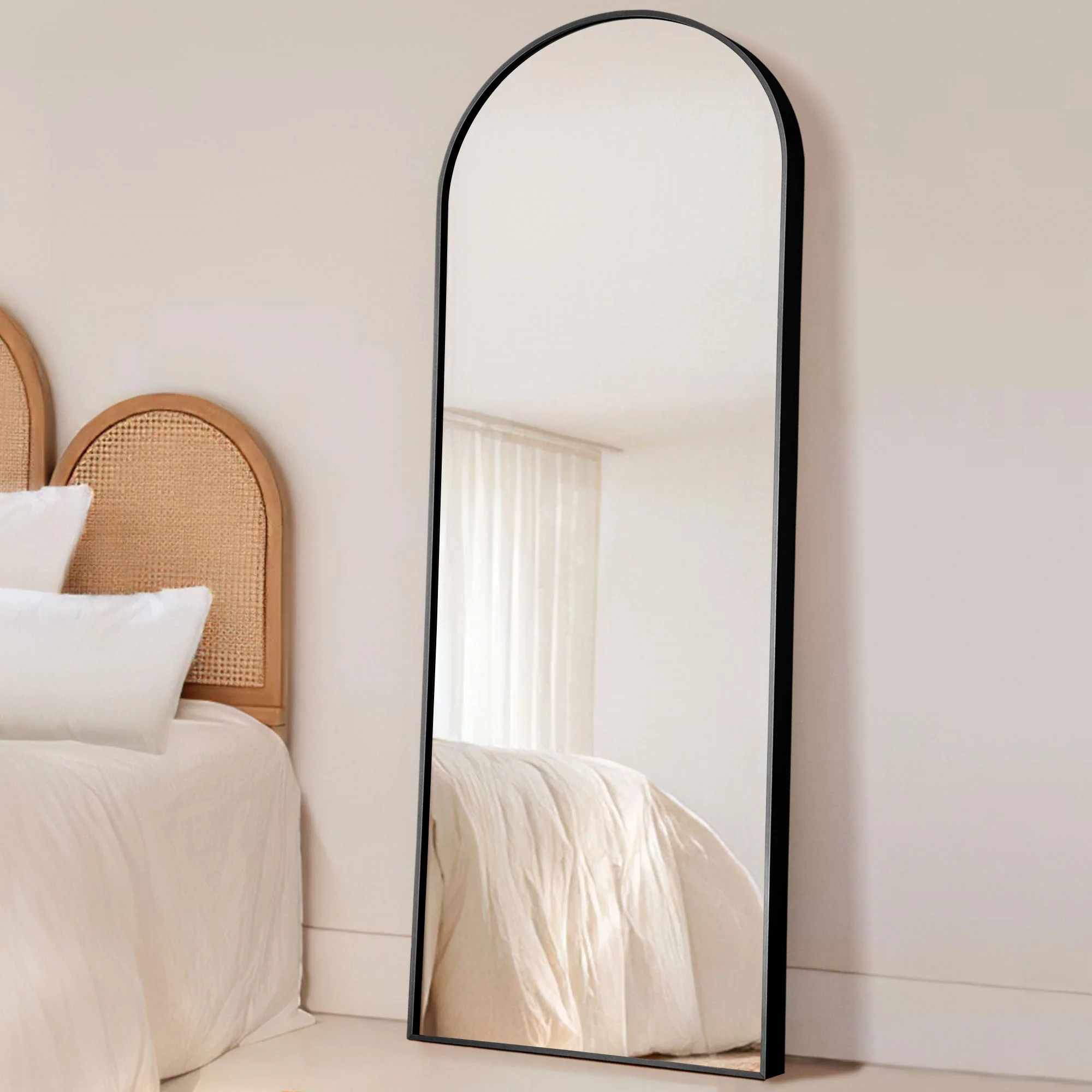 Narrow Gold Arched Full-length Floor Mirror with Stand By Homeroots - Image 7