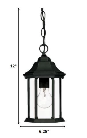 Narrow Matte Black Glass Lantern Hanging Light By Homeroots - Image 2