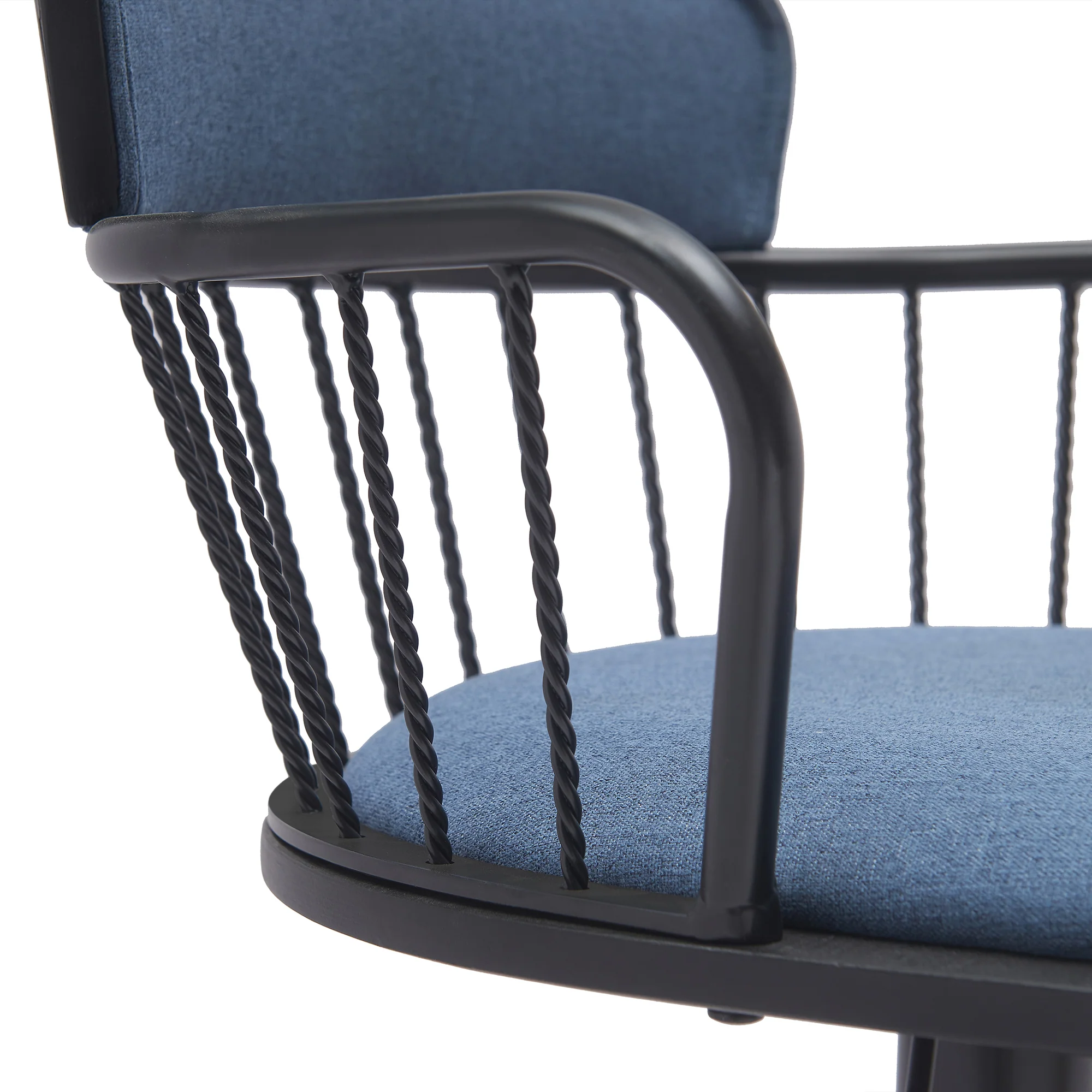 Nash Adjustable Black Wood Bar Stool in Light Gray Fabric with Black Metal By Armen Living - Image 15