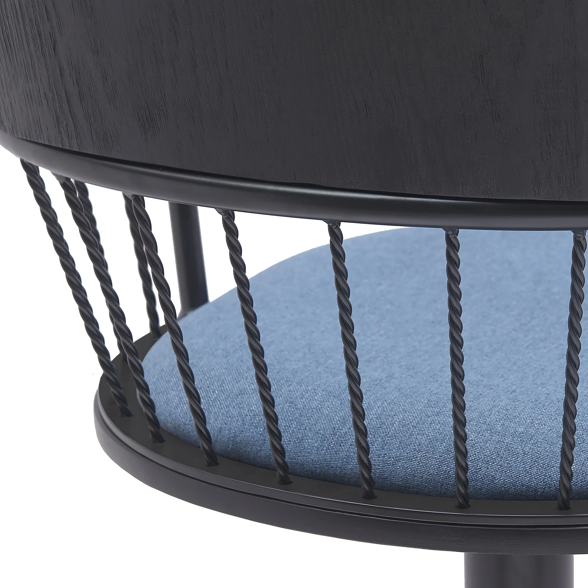 Nash Adjustable Black Wood Bar Stool in Light Gray Fabric with Black Metal By Armen Living - Image 18