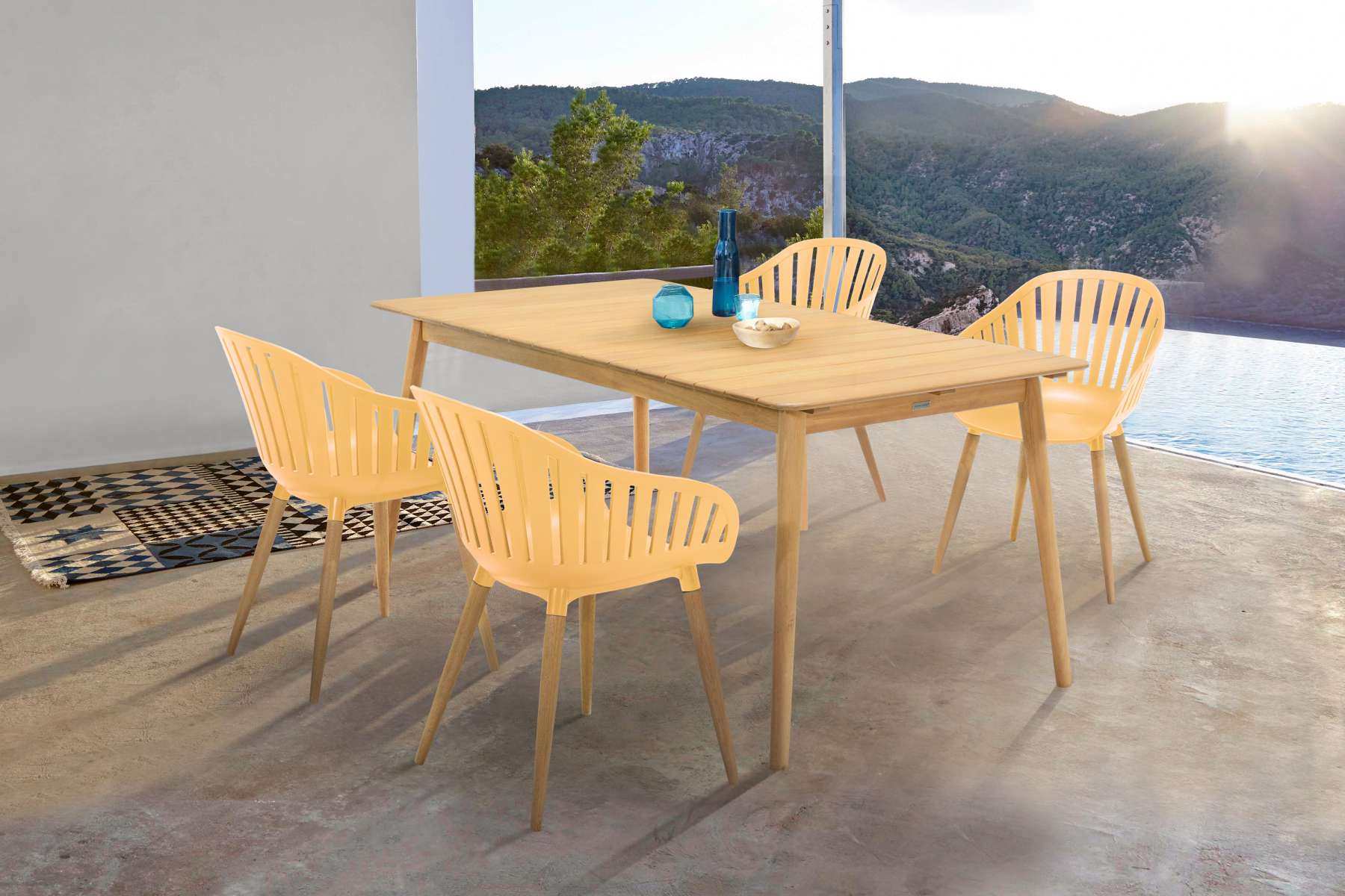 Nassau 5 piece Outdoor Dining Set in Natural Wood Finish Table By Armen Living - Image 13