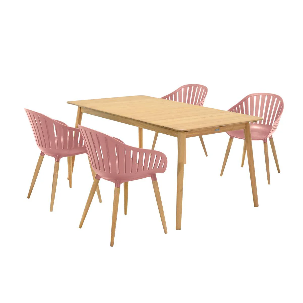 Nassau 5 piece Outdoor Dining Set in Natural Wood Finish Table By Armen Living - Image 18