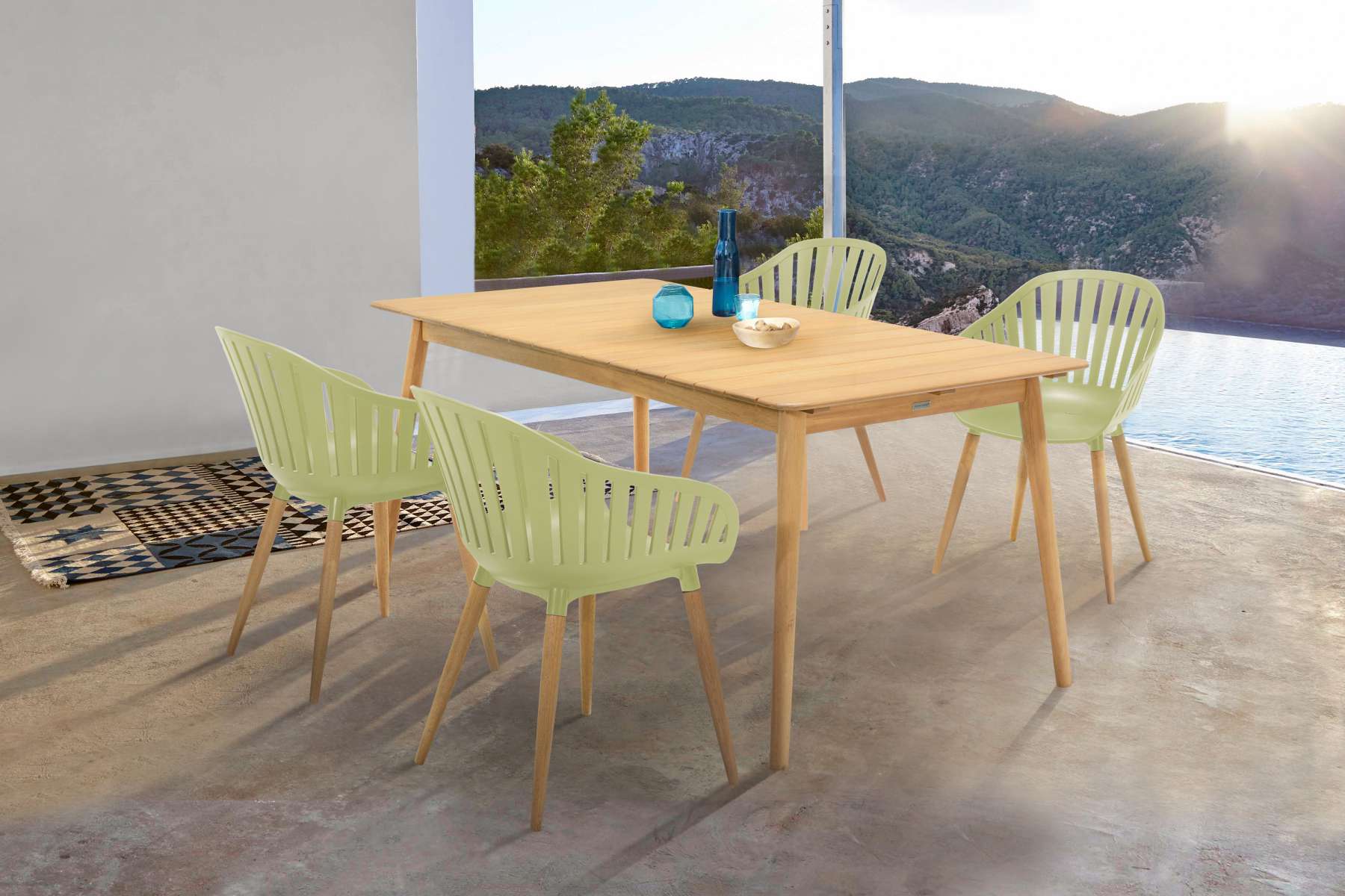 Nassau 5 piece Outdoor Dining Set in Natural Wood Finish Table By Armen Living - Image 32