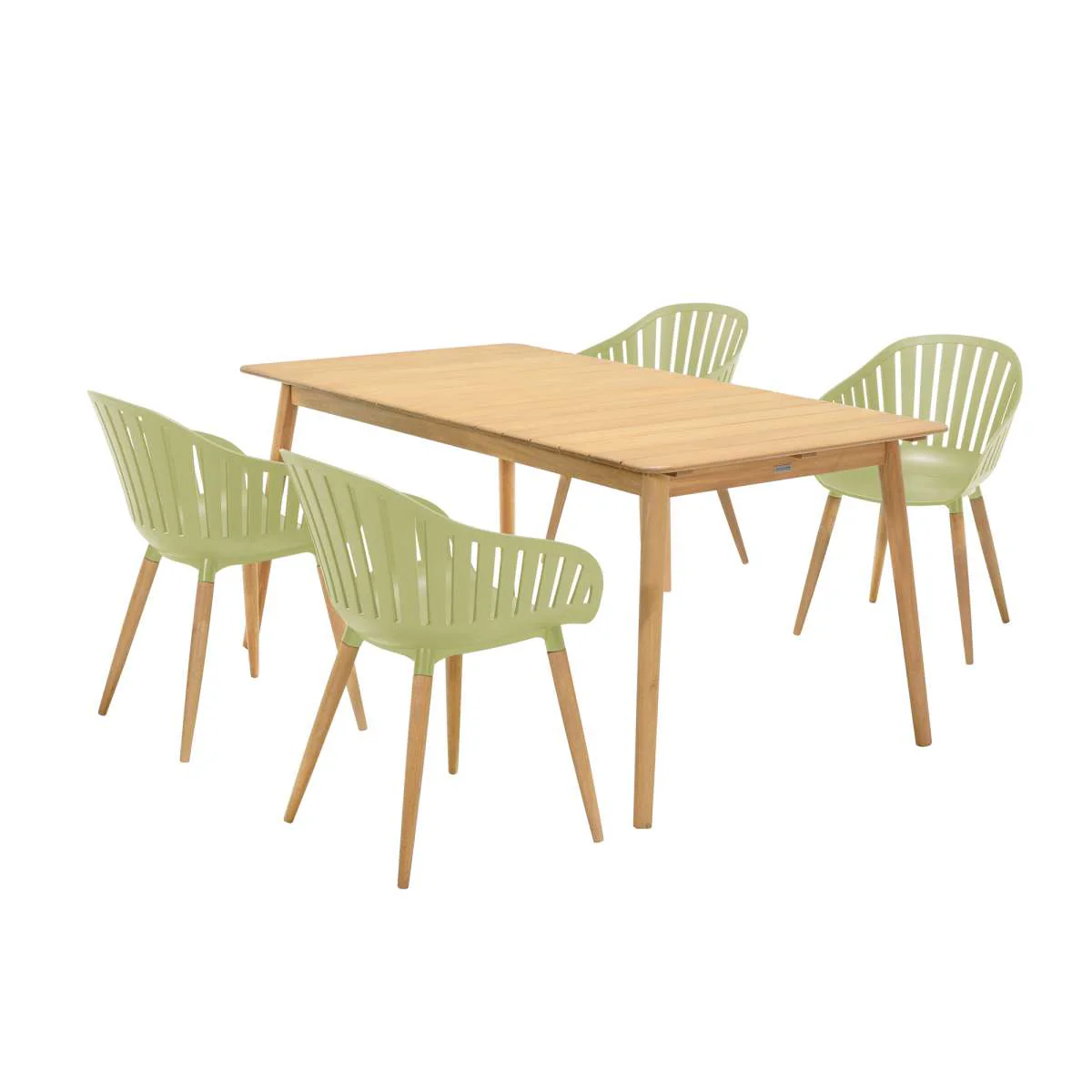 Nassau 5 piece Outdoor Dining Set in Natural Wood Finish Table By Armen Living - Image 39