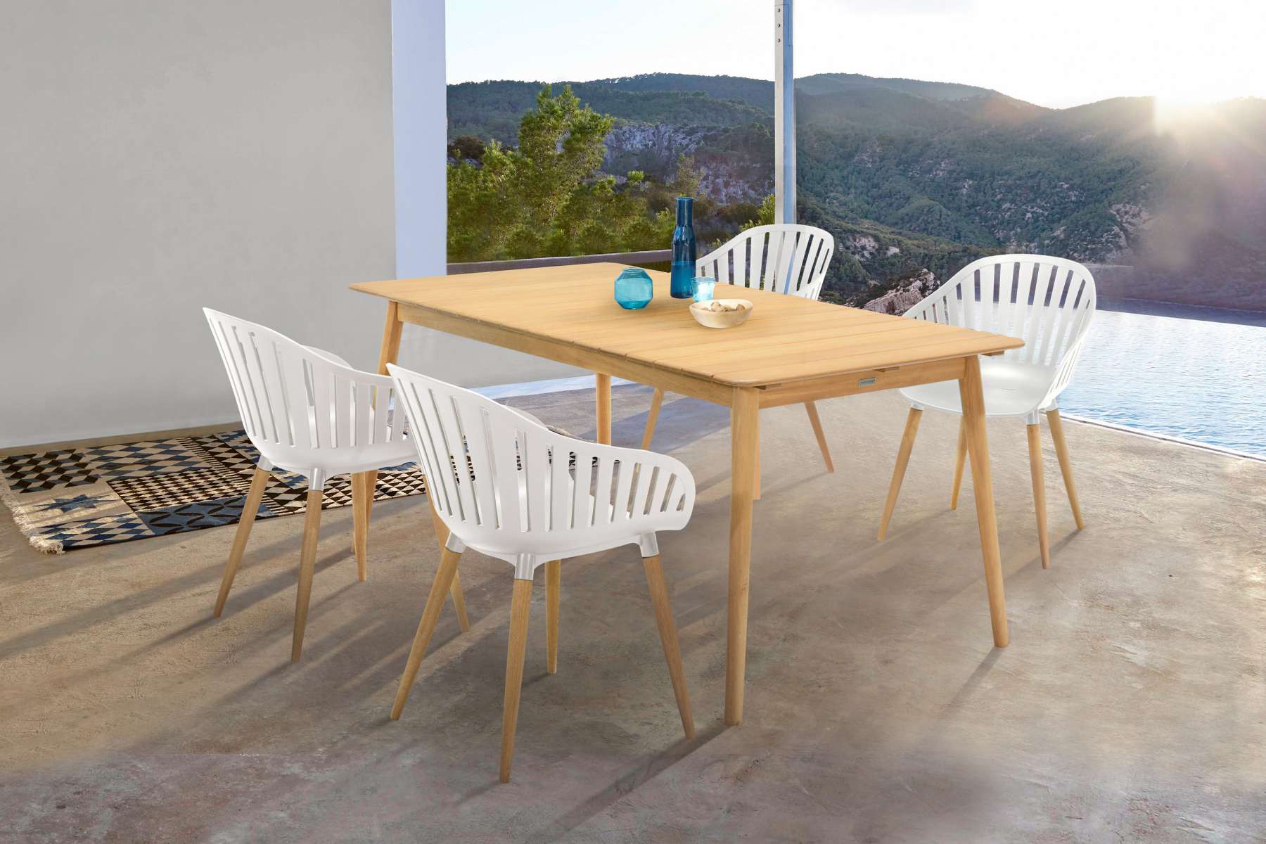Nassau 5 piece Outdoor Dining Set in Natural Wood Finish Table By Armen Living - Image 41