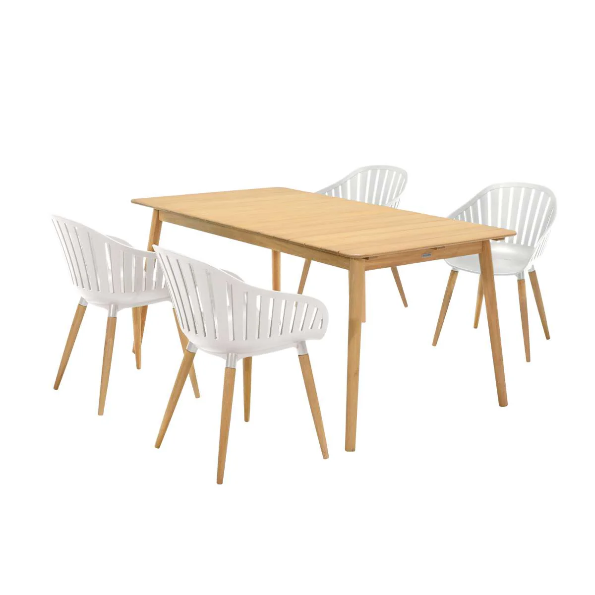Nassau 5 piece Outdoor Dining Set in Natural Wood Finish Table By Armen Living - Image 42