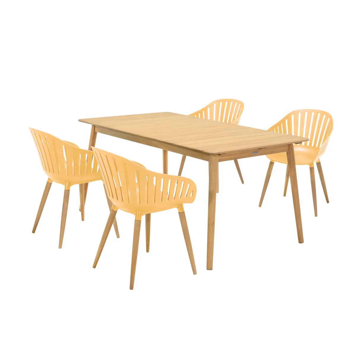 Nassau 5 piece Outdoor Dining Set in Natural Wood Finish Table By Armen Living - Image 6