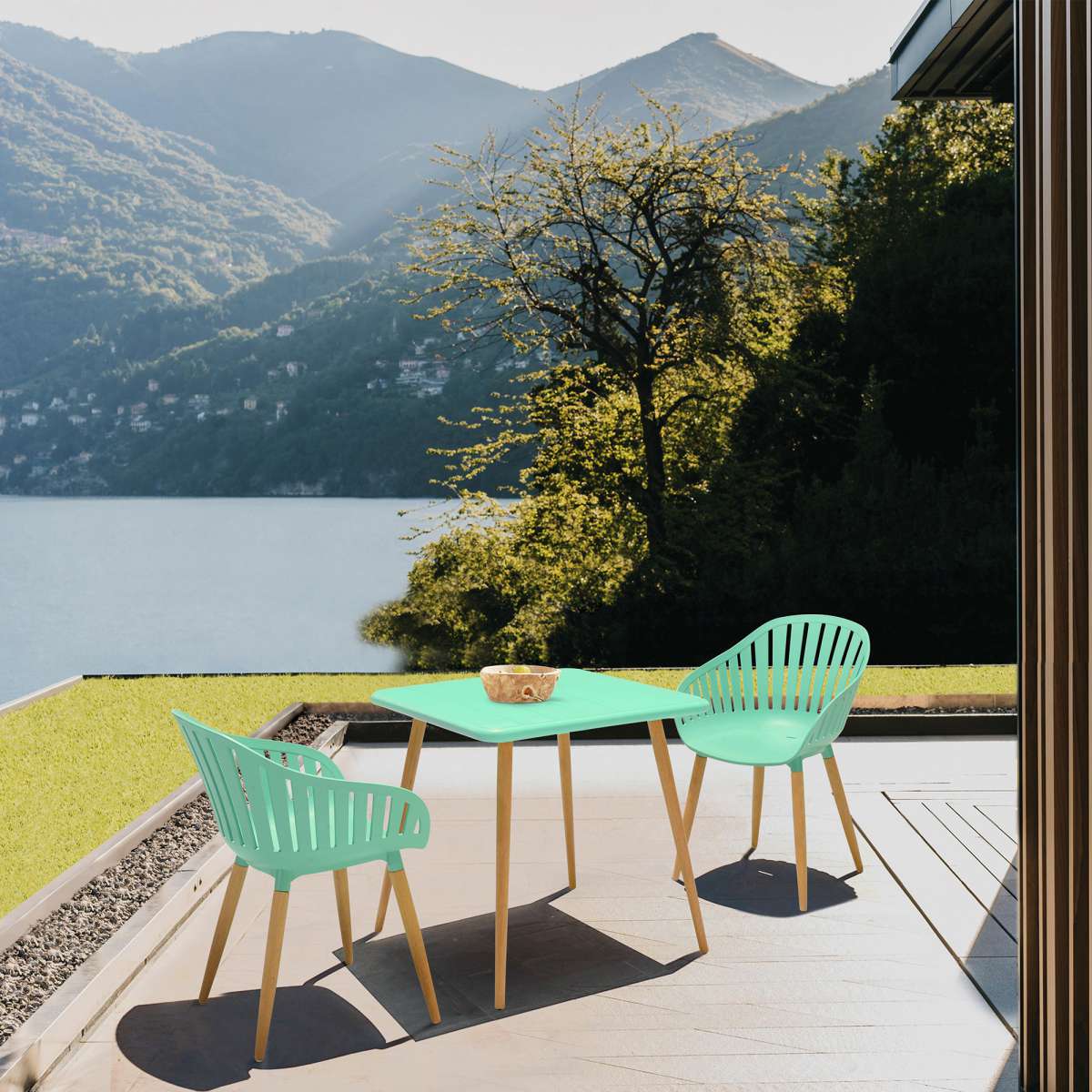 Nassau Outdoor 3 Piece Green Eucalyptus Dining Set By Armen Living - Image 17