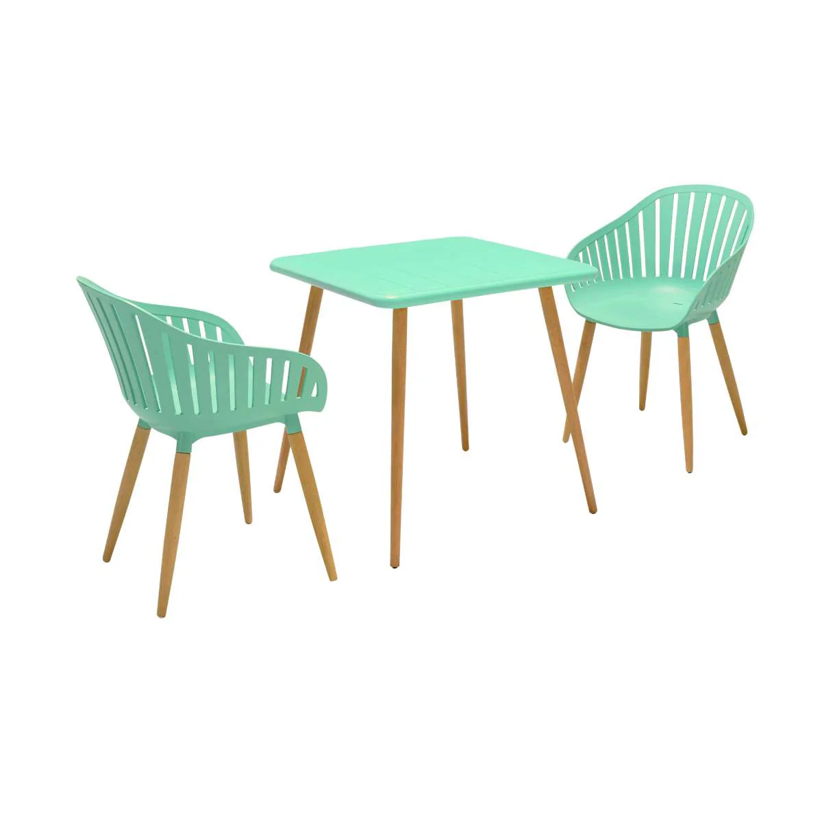 Nassau Outdoor 3 Piece Green Eucalyptus Dining Set By Armen Living - Image 18