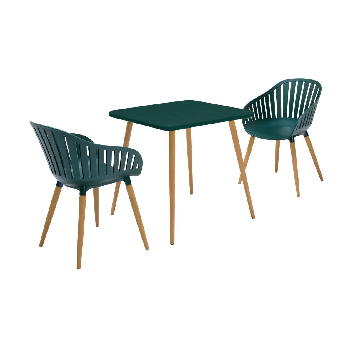 Nassau Outdoor 3 Piece Green Eucalyptus Dining Set By Armen Living - Image 2