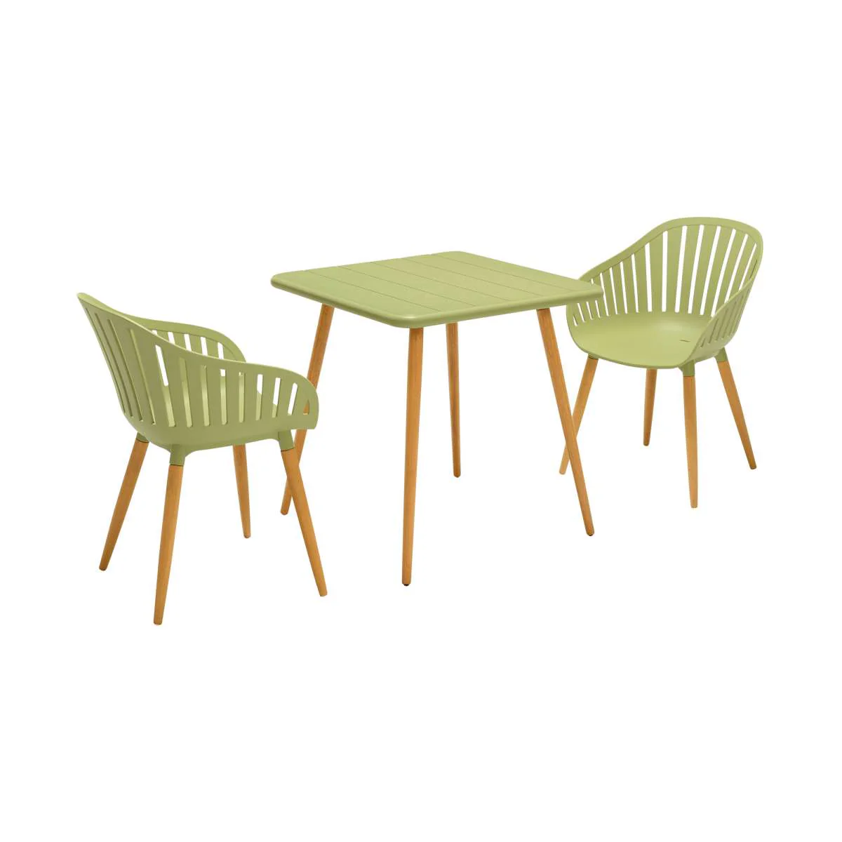 Nassau Outdoor 3 Piece Green Eucalyptus Dining Set By Armen Living - Image 26
