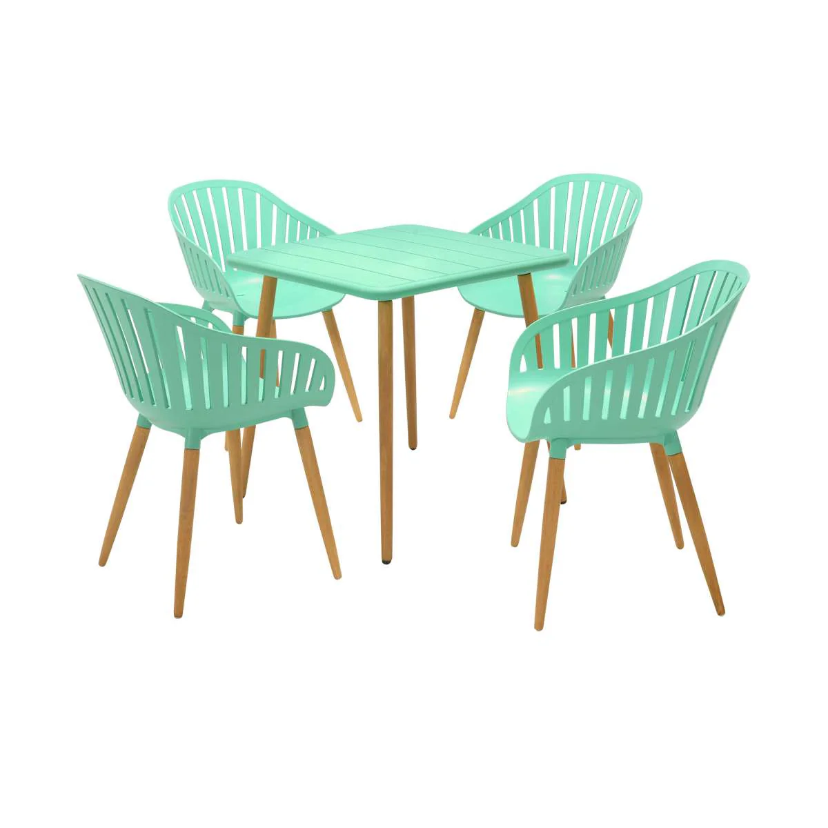 Nassau Outdoor 5 Piece Green Eucalyptus Dining Set By Armen Living - Image 18