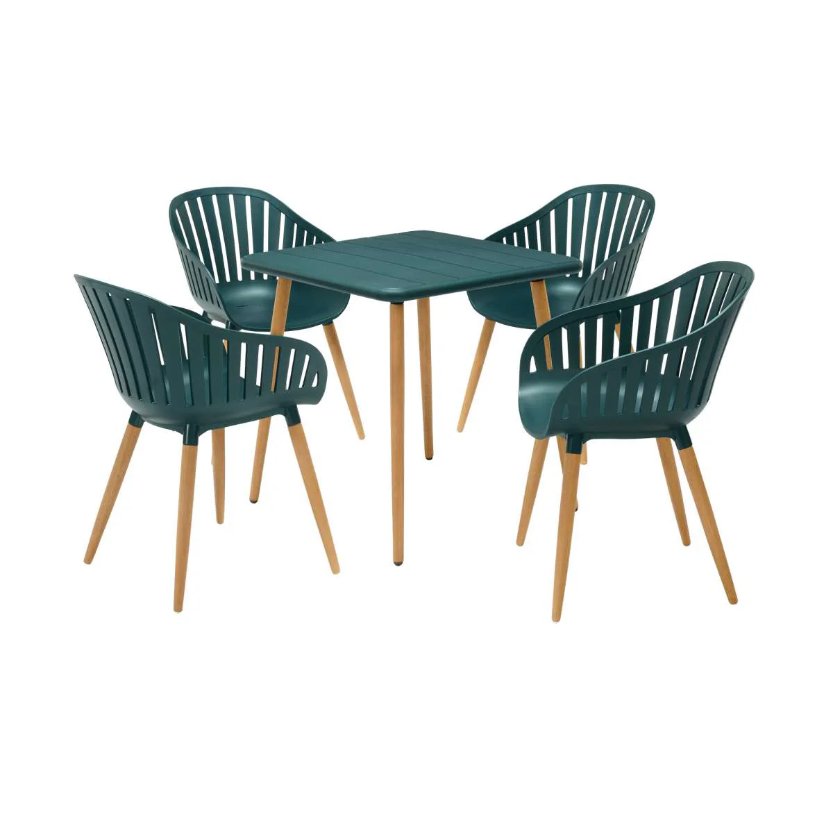 Nassau Outdoor 5 Piece Green Eucalyptus Dining Set By Armen Living - Image 2