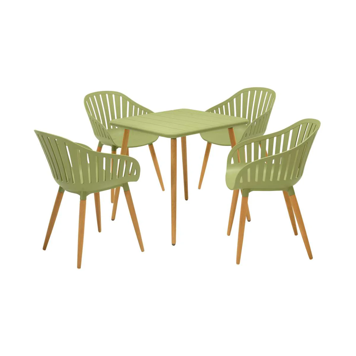 Nassau Outdoor 5 Piece Green Eucalyptus Dining Set By Armen Living - Image 29