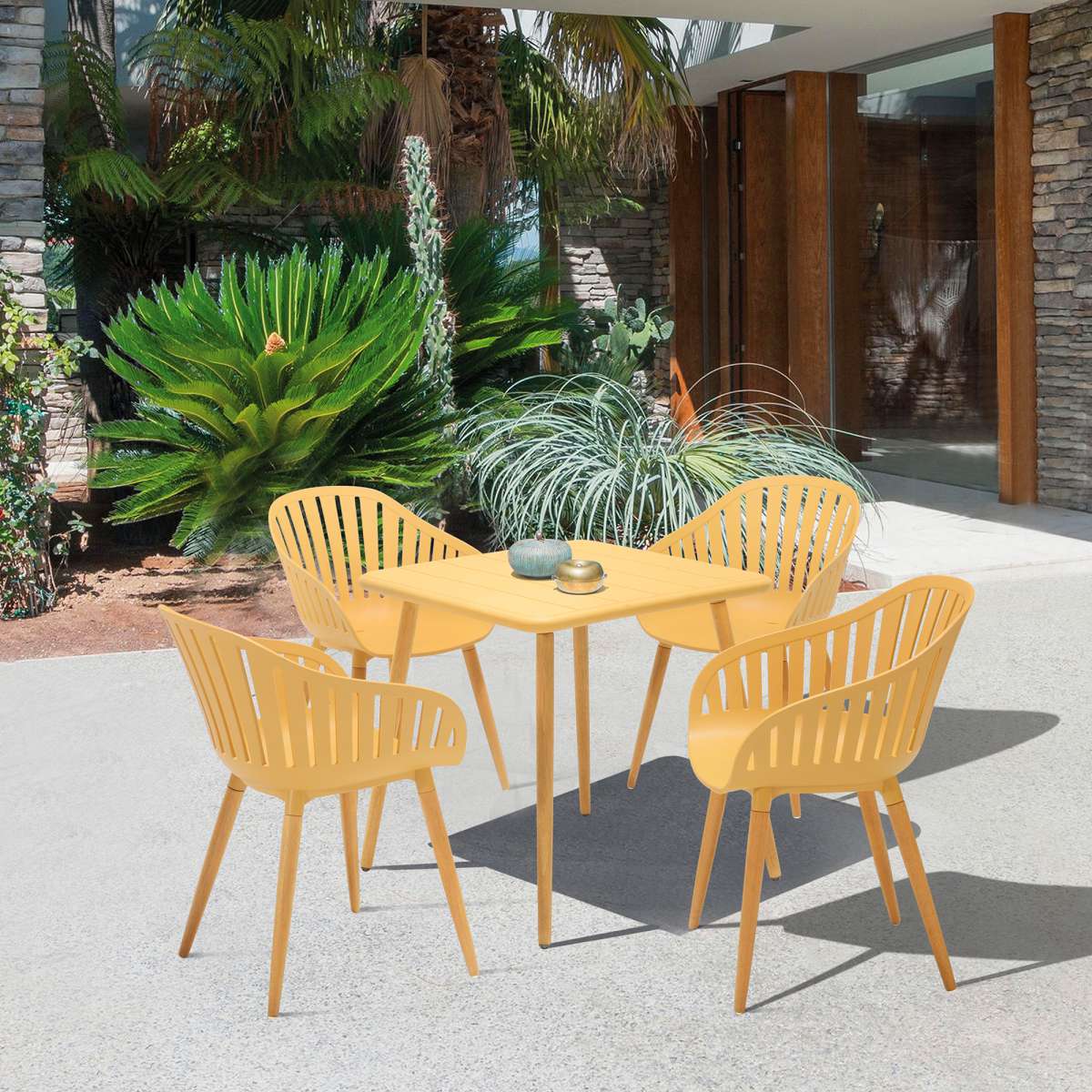 Nassau Outdoor 5 Piece Green Eucalyptus Dining Set By Armen Living - Image 9