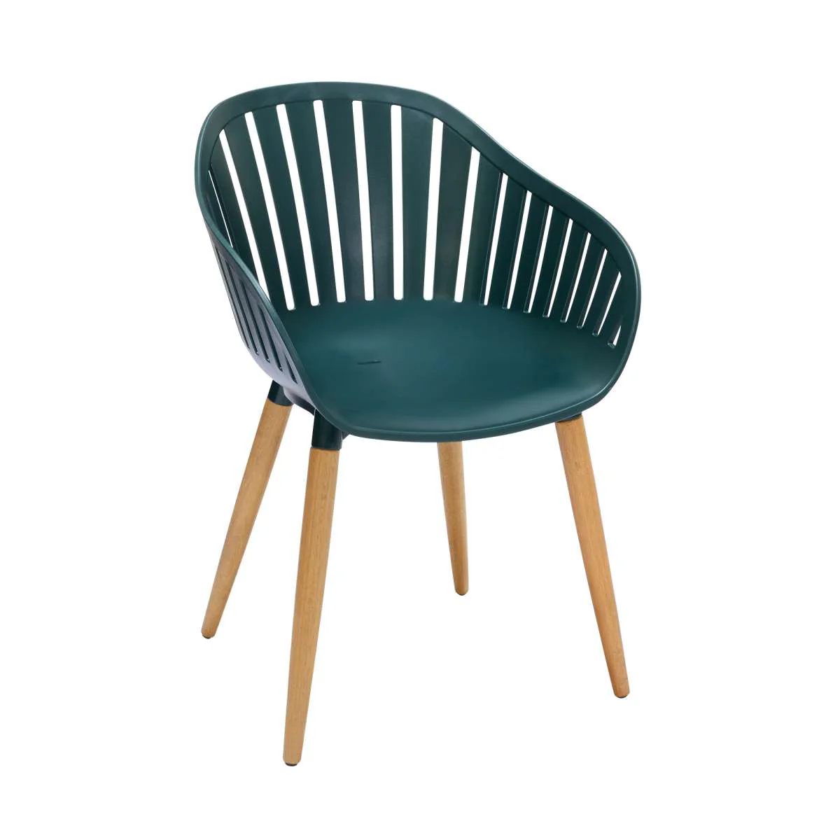 Nassau Outdoor Green Dining Chair with Eucalyptus Wood Legs - Set of 2 By Armen Living - Image 3