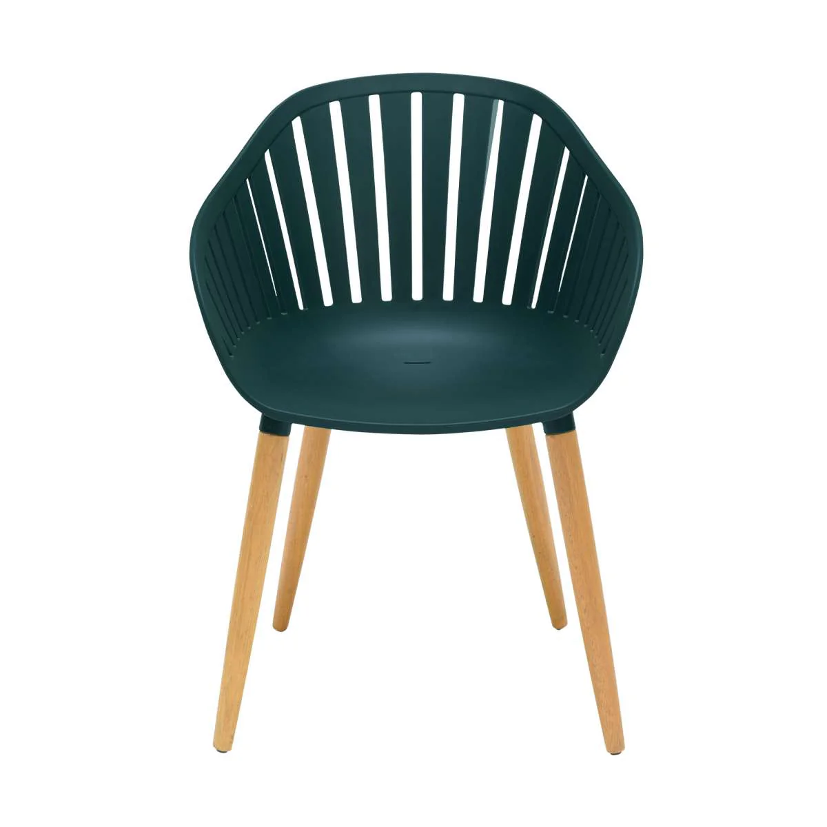 Nassau Outdoor Green Dining Chair with Eucalyptus Wood Legs - Set of 2 By Armen Living - Image 4