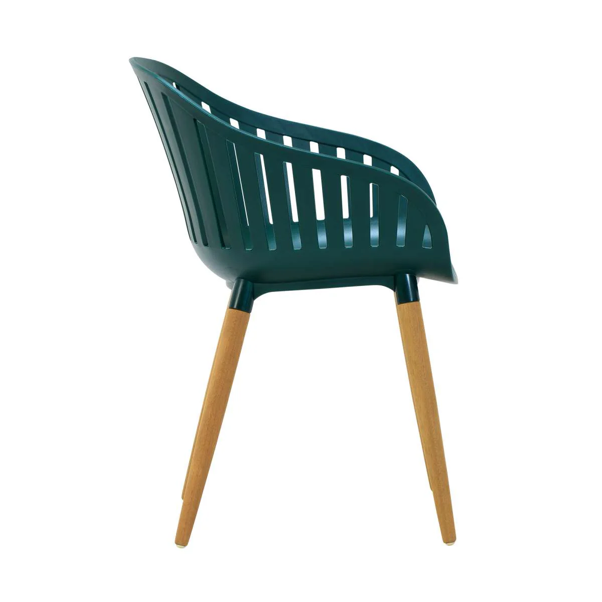 Nassau Outdoor Green Dining Chair with Eucalyptus Wood Legs - Set of 2 By Armen Living - Image 5