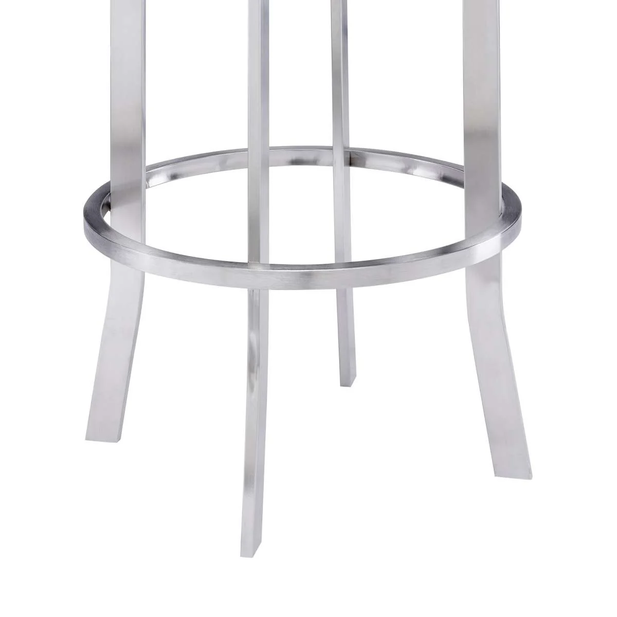 Natalie 26" Counter Height Vintage Grey Faux Leather Upholstery and Brushed Stainless Steel Bar Stool By Armen Living - Image 8