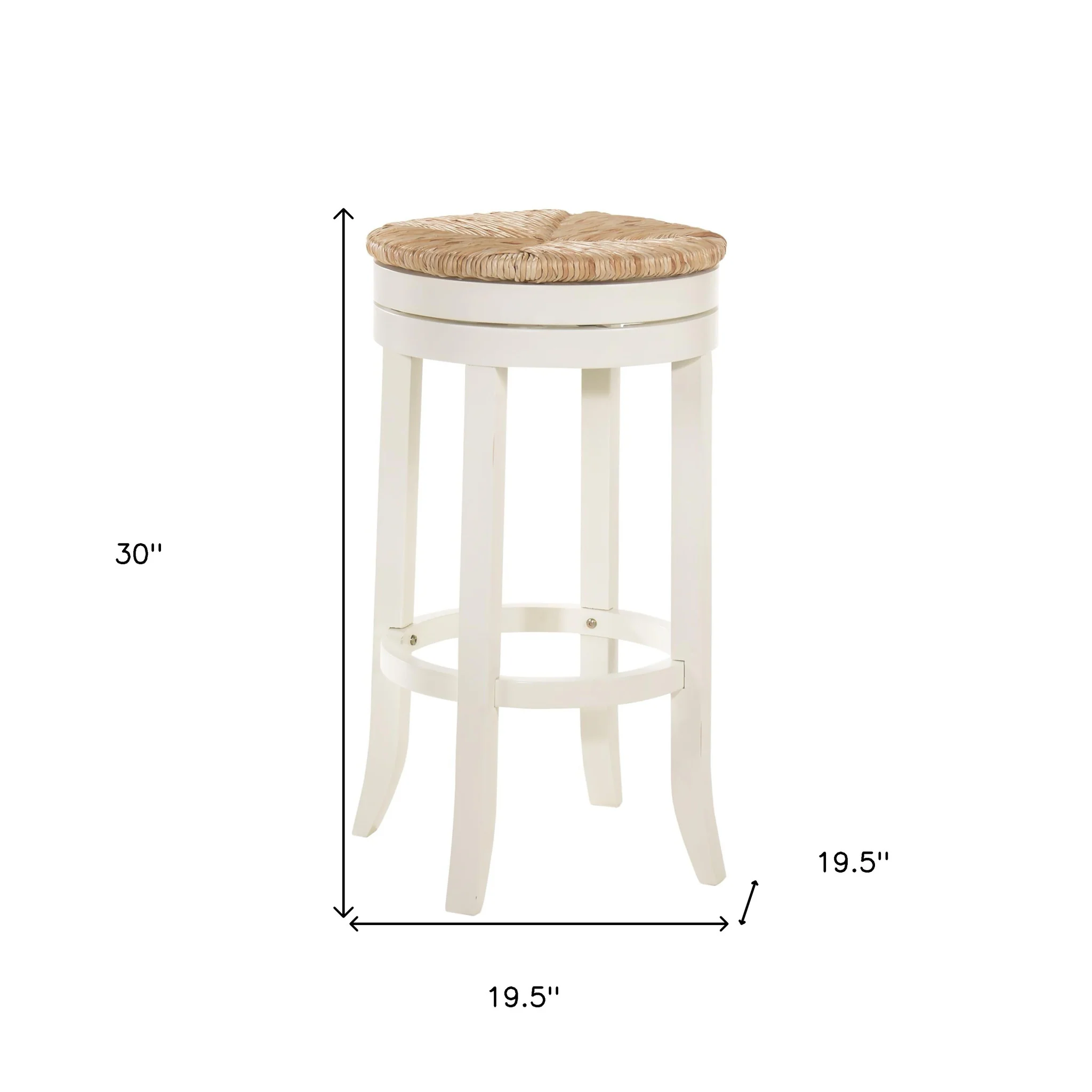 Natural And Antiqued White Solid Wood Swivel Backless Bar Height Bar Chair By Homeroots - Image 5