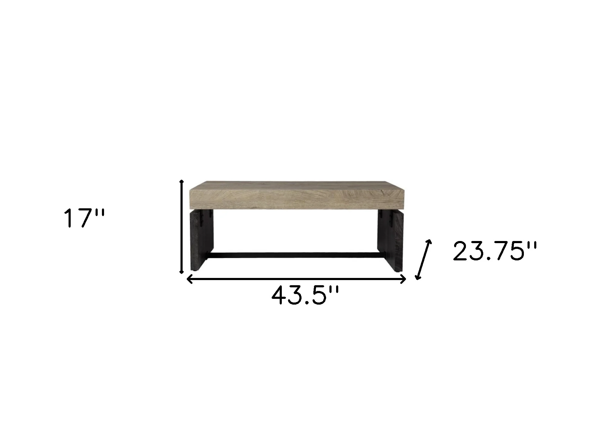 Natural And Black Chunky Wood With Iron Coffee Table By Homeroots - Image 3