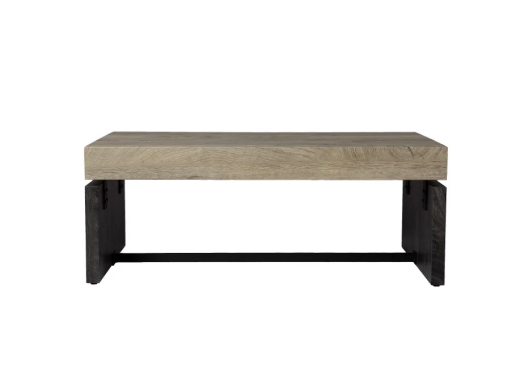 Natural And Black Chunky Wood With Iron Coffee Table By Homeroots - Image 4
