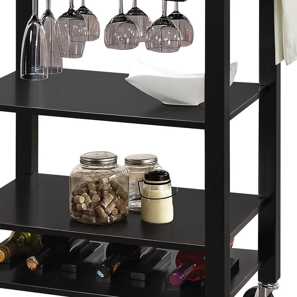Natural And Black Kitchen Cart By Homeroots - Image 5
