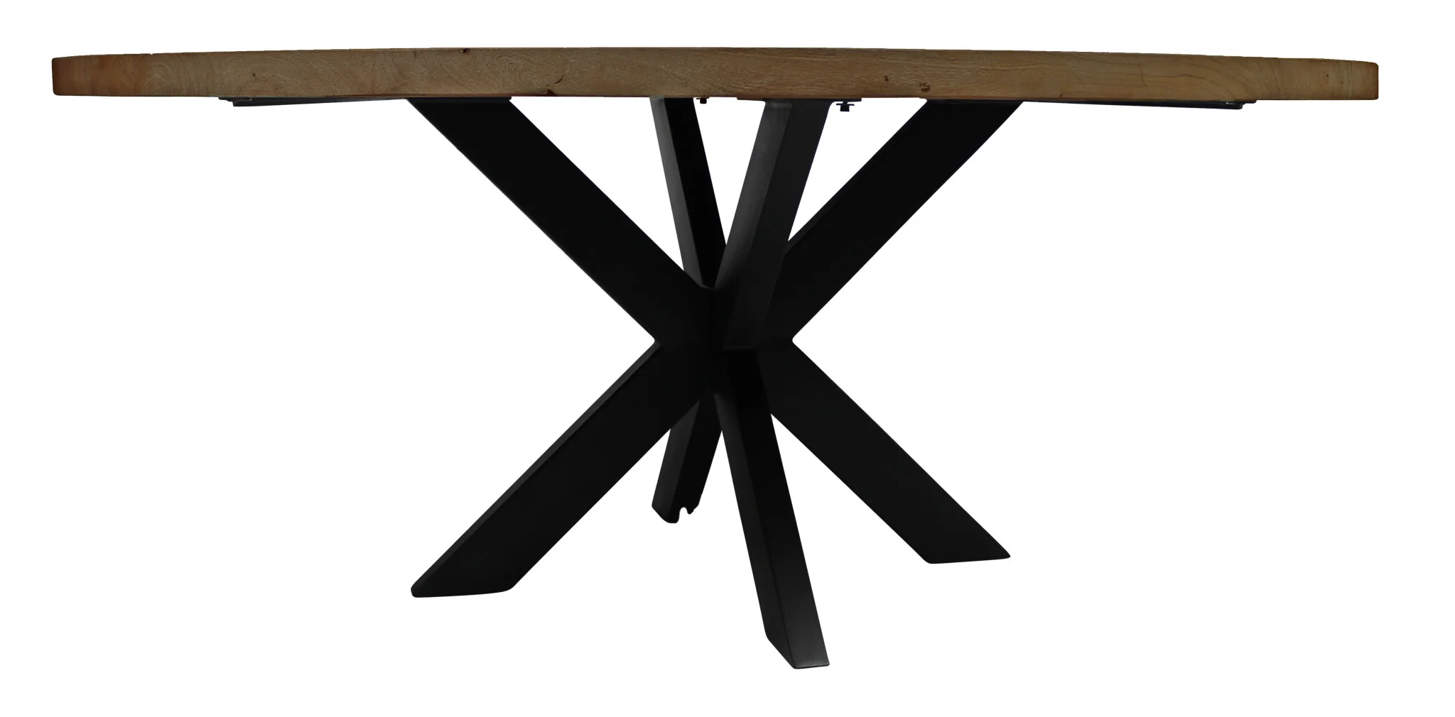 Natural And Black Rounded Solid Wood And Iron Pedestal Base Dining Table By Homeroots - Image 2
