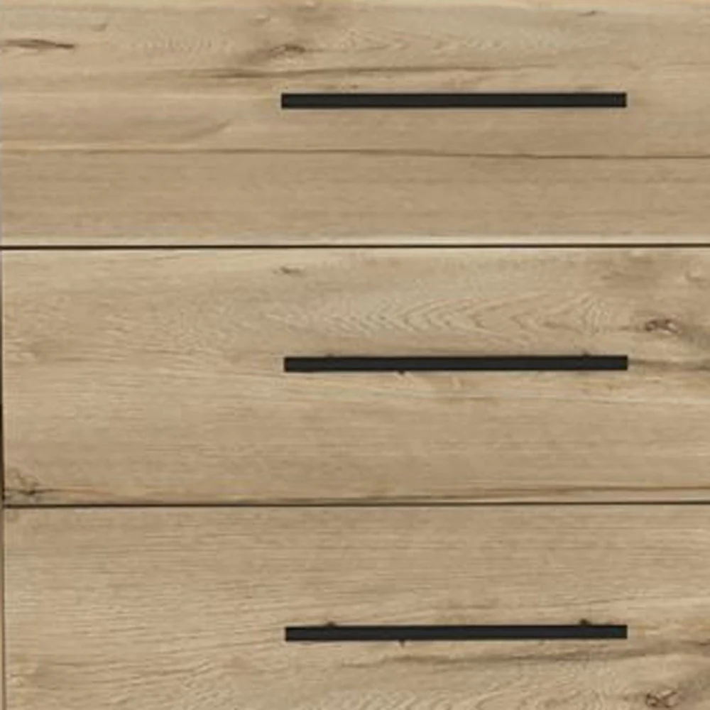 Natural and Black Six Drawer Double Dresser By Homeroots - Image 3