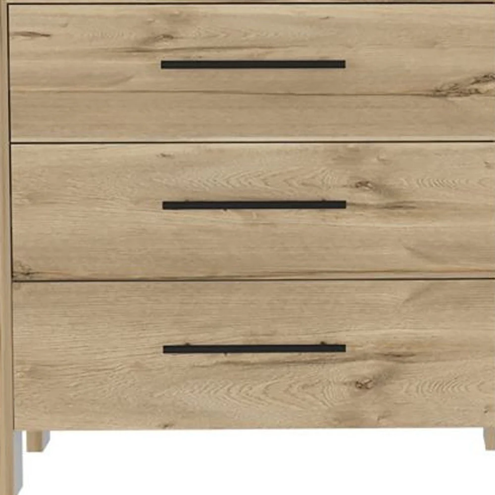 Natural and Black Six Drawer Double Dresser By Homeroots - Image 4