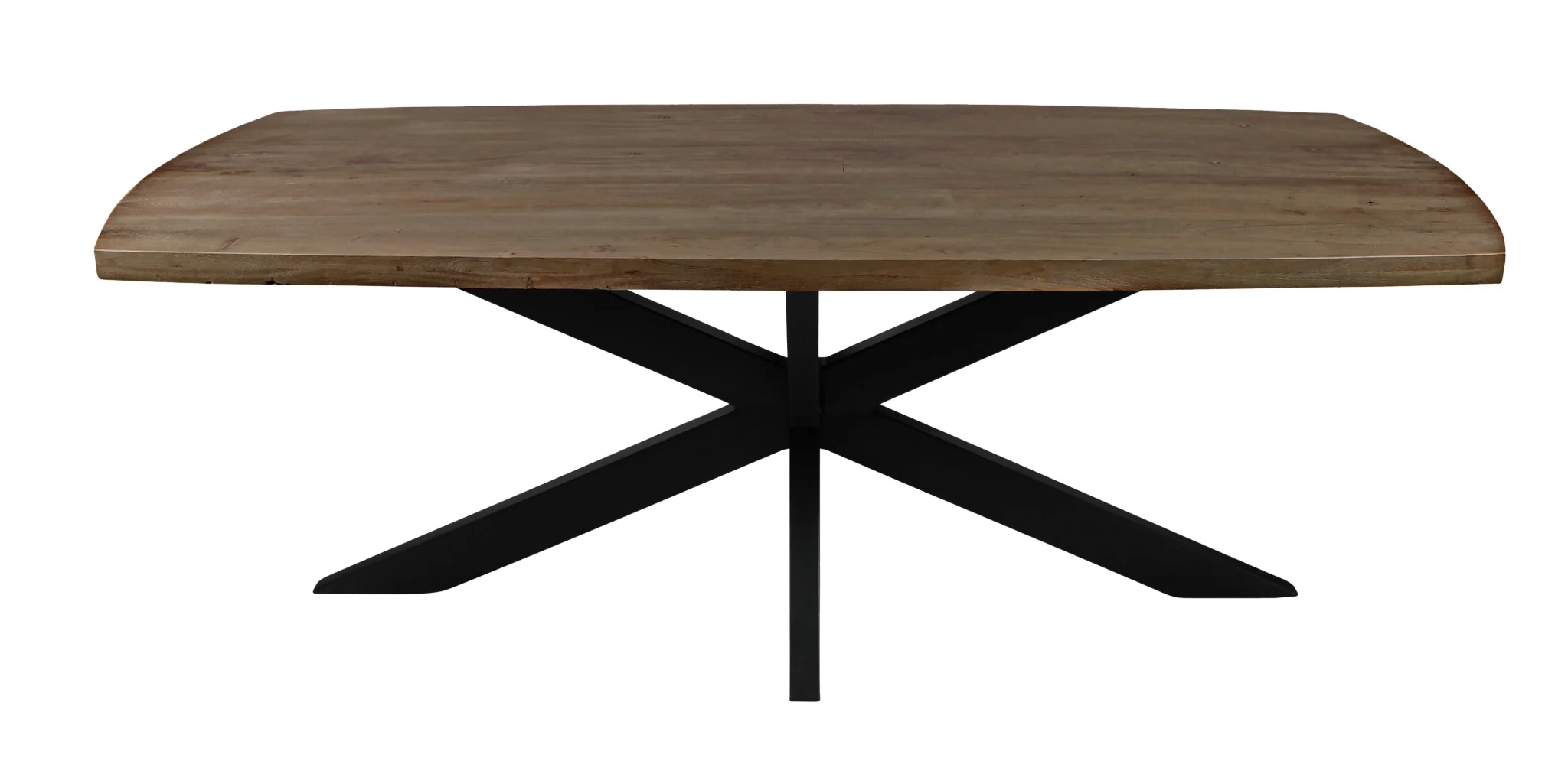 Natural And Black Solid Wood And Iron Pedestal Base Dining Table By Homeroots - Image 2