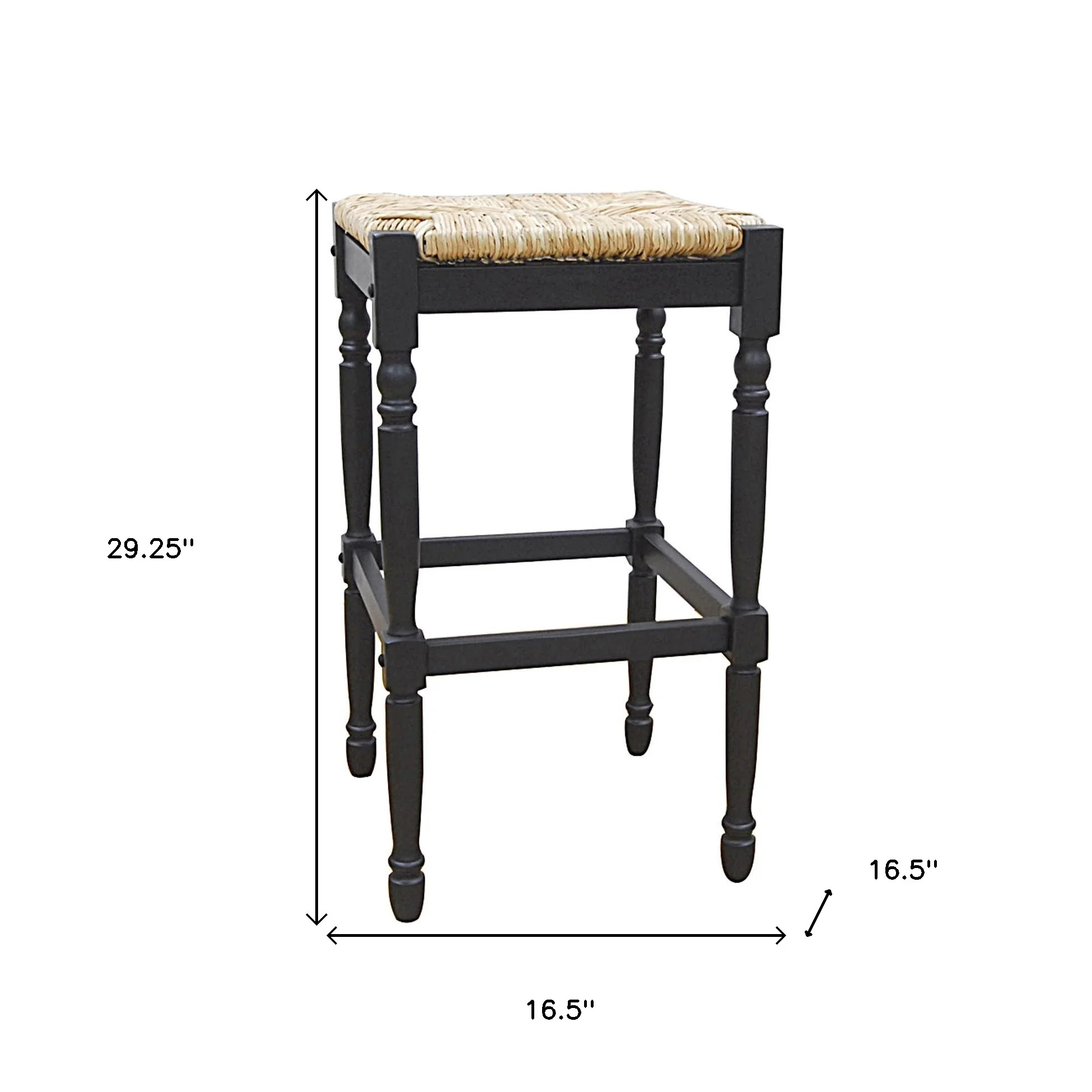 Natural And Black Solid Wood Backless Bar Height Bar Chair By Homeroots - Image 2