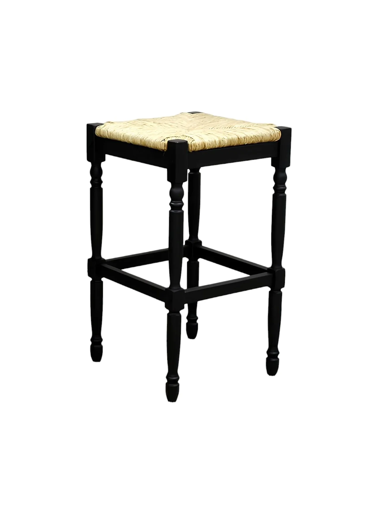 Natural And Black Solid Wood Backless Bar Height Bar Chair By Homeroots - Image 3