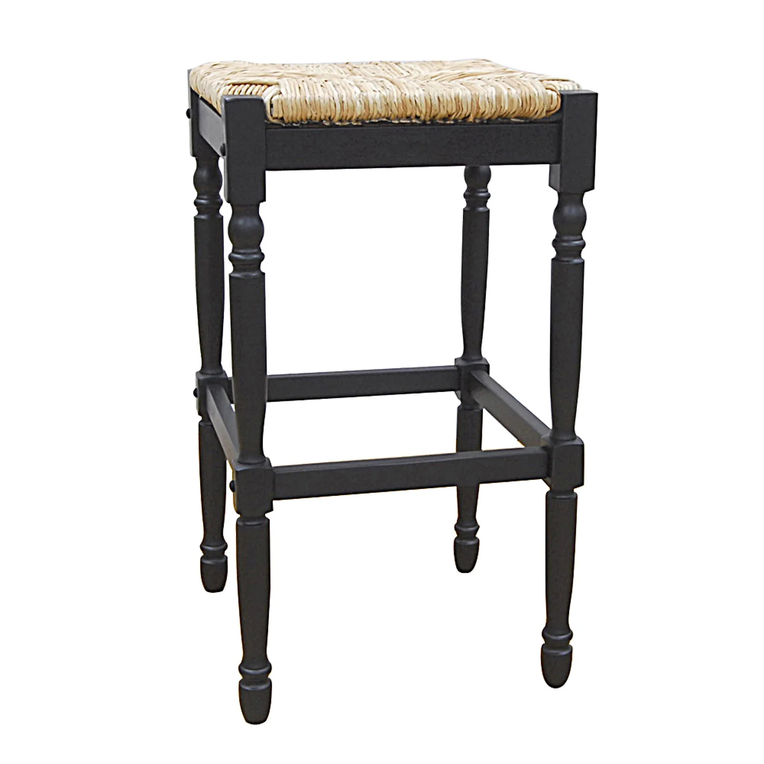 Natural And Black Solid Wood Backless Bar Height Bar Chair By Homeroots - Image 4