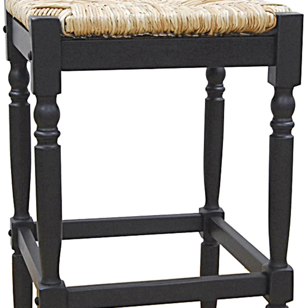 Natural And Black Solid Wood Backless Bar Height Bar Chair By Homeroots - Image 5