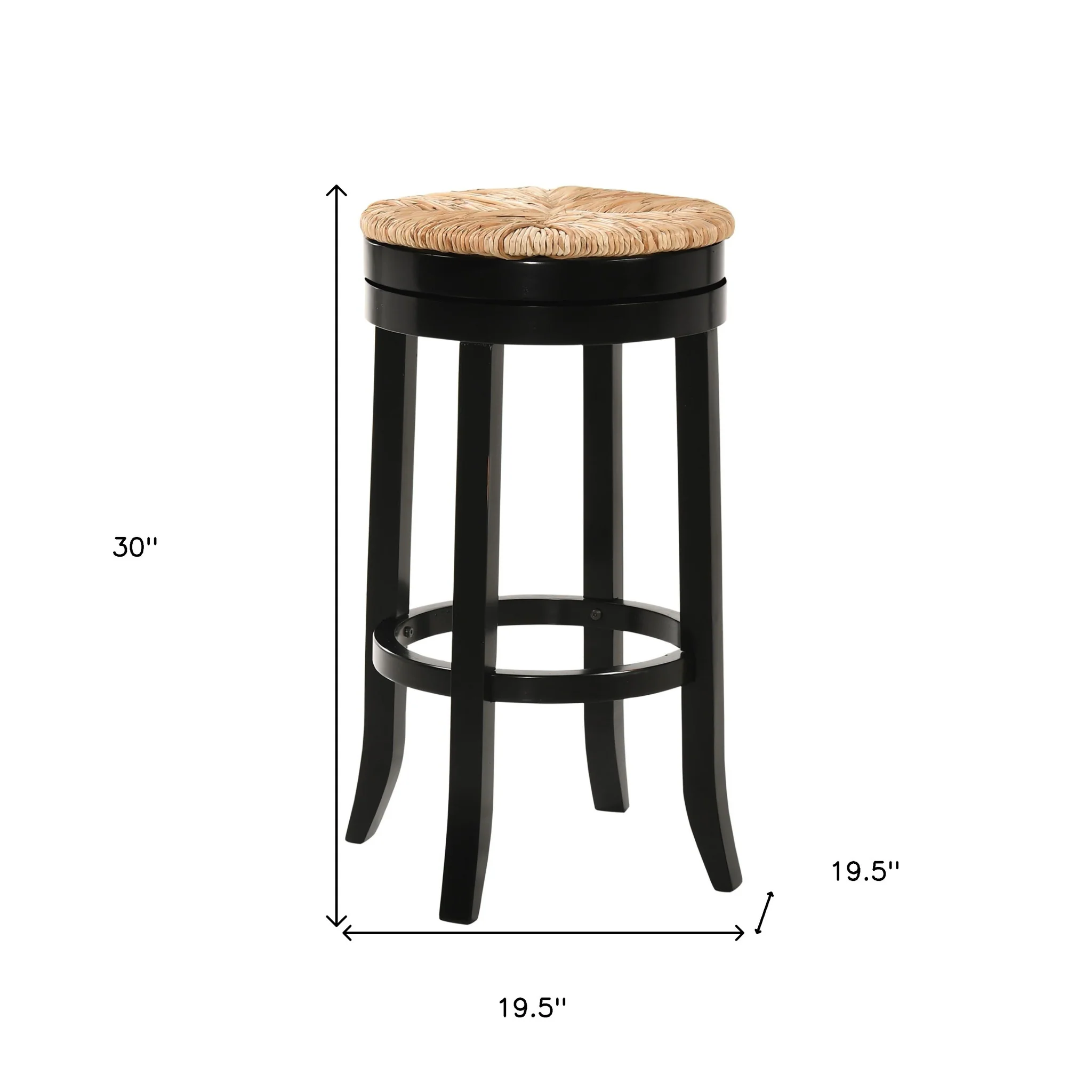 Natural And Black Solid Wood Swivel Backless Bar Height Bar Chair By Homeroots - Image 4