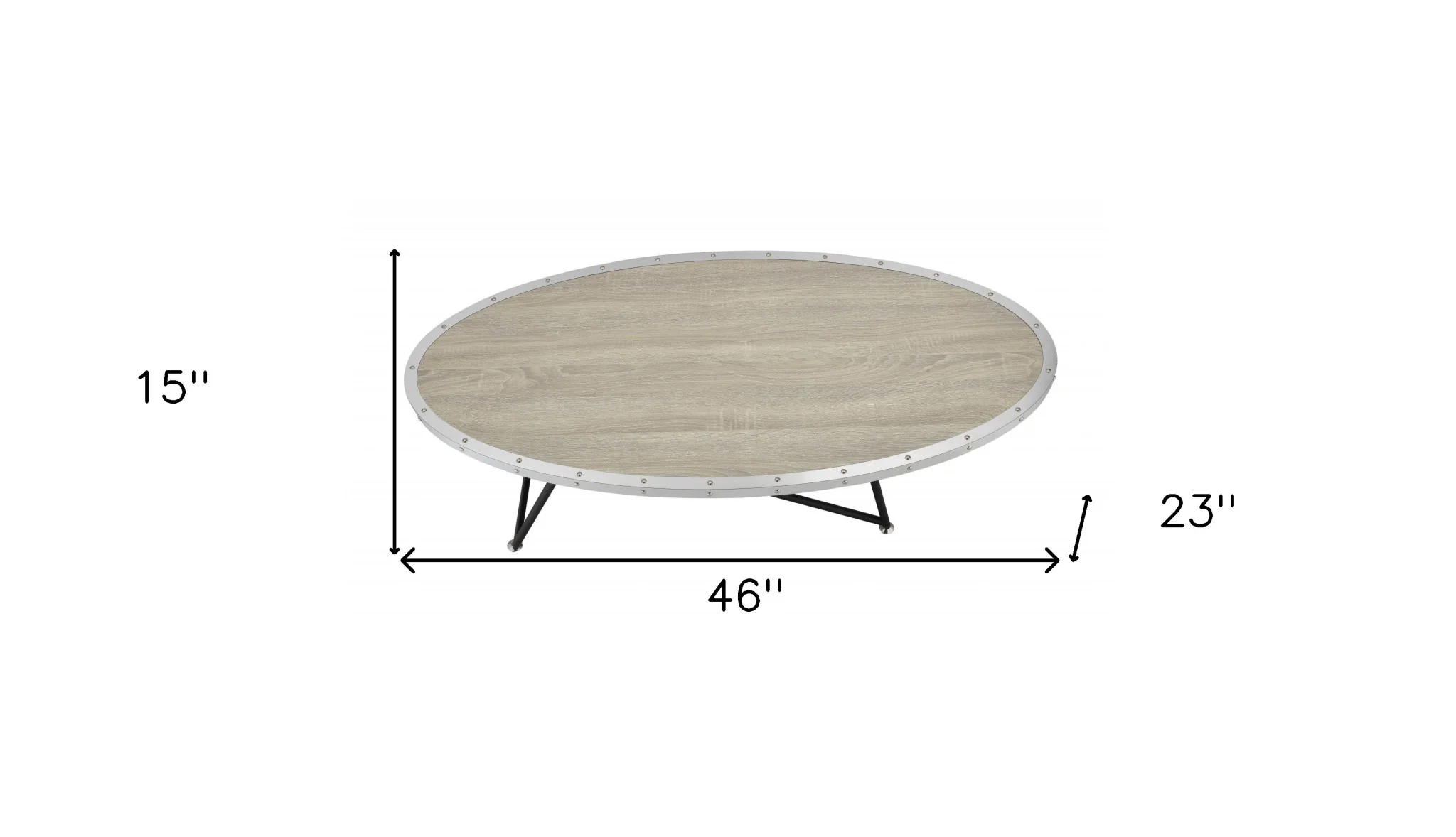 Natural and Black Wood And Iron Round Abstract Coffee Table By Homeroots - Image 3