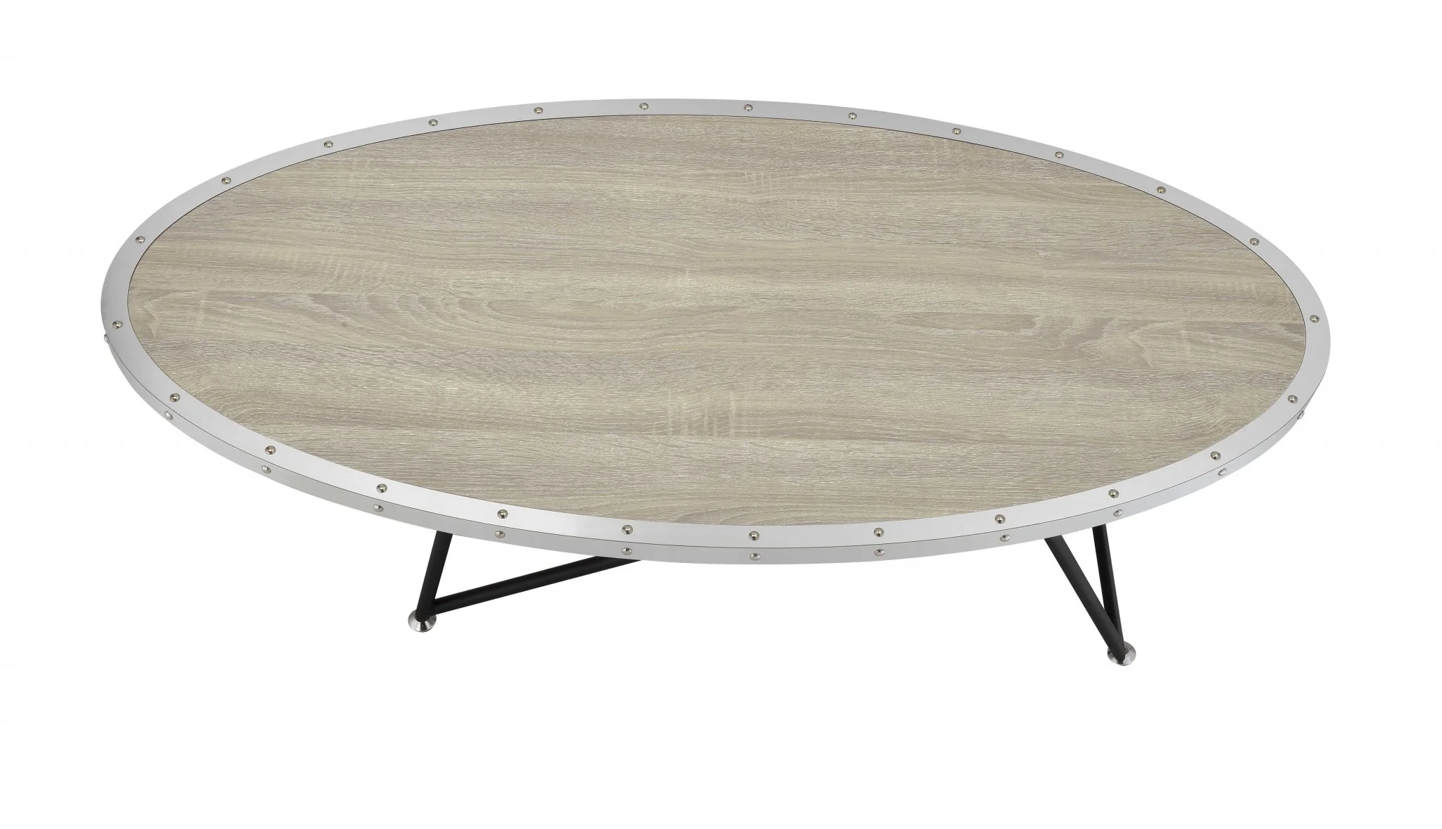 Natural and Black Wood And Iron Round Abstract Coffee Table By Homeroots - Image 5