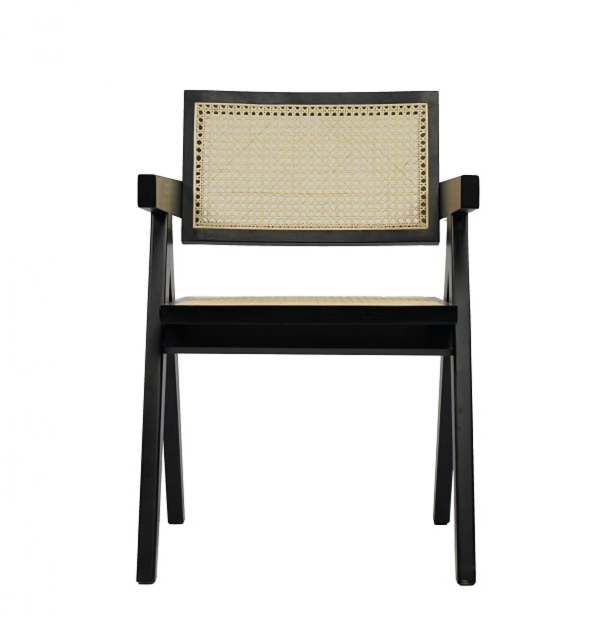 Natural And Black Wood Open Back Dining Arm Chair By Homeroots - Image 2